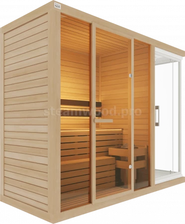 Трехместная финская сауна Comfort  из кедра с Душевой кабиной