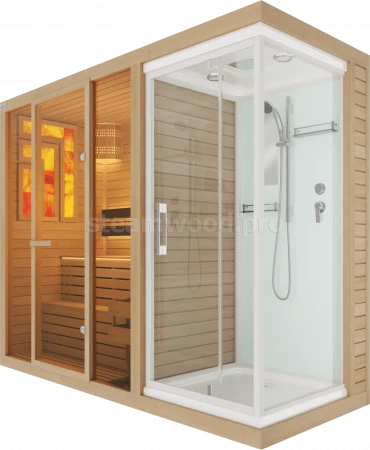 Трехместная финская сауна Comfort  из кедра с Душевой кабиной