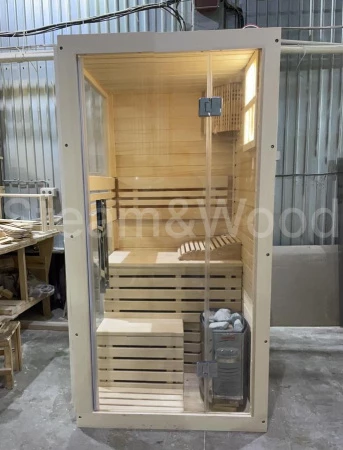 Одноместная финская сауна Luxury из кедра